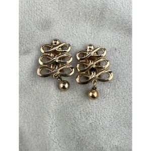 Vintage Barclay‎ Earrings Signed Clip On Gold Tone